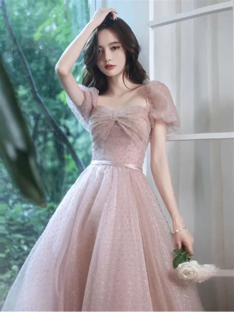 Pink Fantasy Fairy Prom Dress 2022 New Elegant Square Collar Tulle