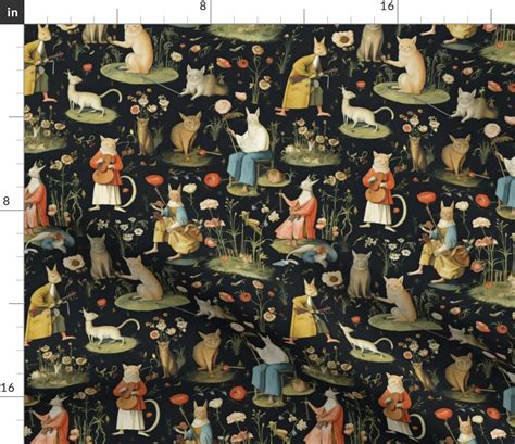 Hieronymus Bosch Cats Fabric Spoonflower