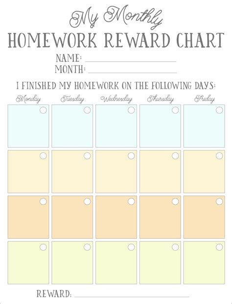 Homework Reward Chart