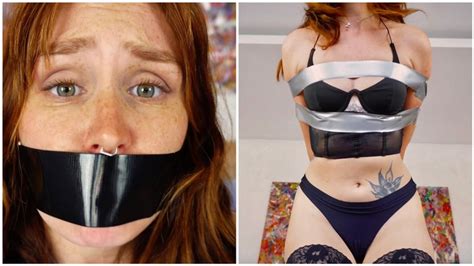 Rope Tape Bondage Escape Fail Jinas Gagged Struggle In Fetish Lingerie 4K Jina Adam