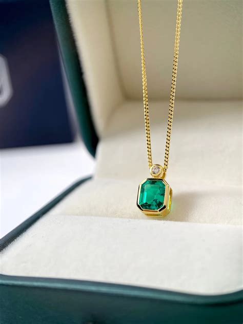 1 2 CT Top Quality Colombia Emerald Necklace S925 Silver Etsy