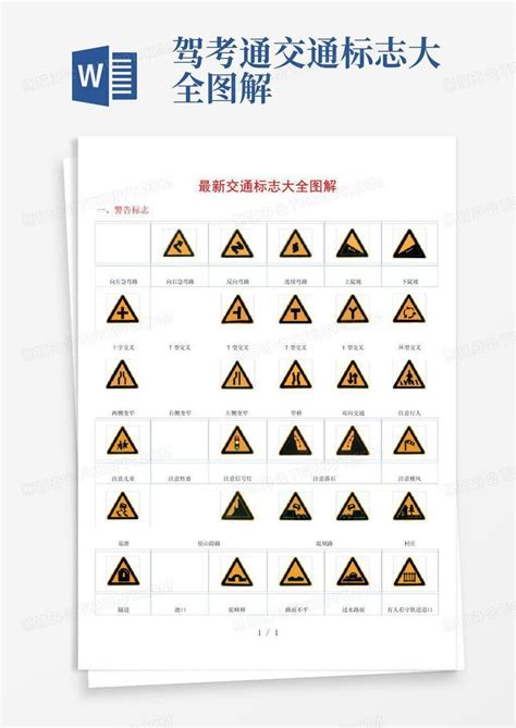 驾考通交通标志大全图解word模板下载编号lgbbxbgo熊猫办公