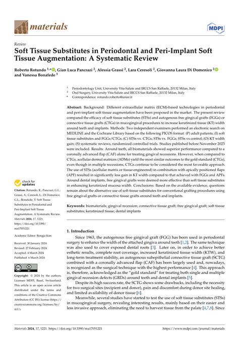 Pdf Soft Tissue Substitutes In Periodontal And Peri Implant Soft