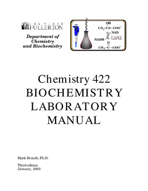 (PDF) Chemistry 422 BIOCHEMISTRY LABORATORY MANUAL