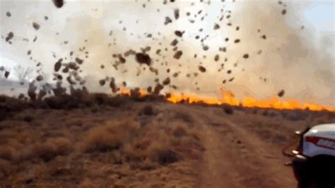 Dust Devil Pulls Burning Tumbleweeds Into A Hellish Firenado