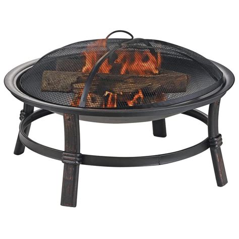 Real Flame Anson 32 in. Wood Burning Steel Fire Bowl in Rust-958-RST ...