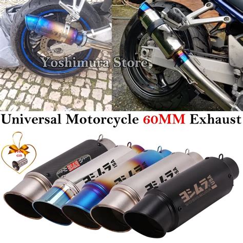 Universal 60mm Motorcycle Racing Tail Exhaust Pipe Escape Silencer For R1 Z900 Gsxr1000 S1000rr