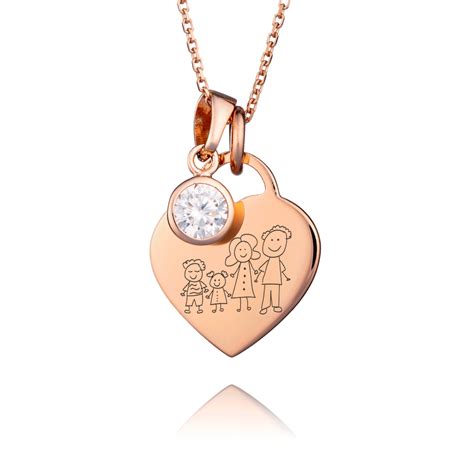 Rose Gold Birthstone Children's Drawing Necklace
