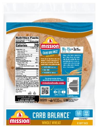 Mission® Carb Balance® Low Carb Whole Wheat Soft Taco Tortillas 8 Ct