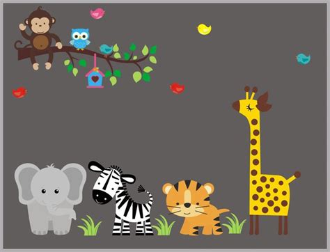 Nursery Wall Decals - Large Animal Decals - Jungle Wall Nursery ...