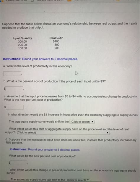 Solved Suppose That The Table Below Shows An Economy S Chegg