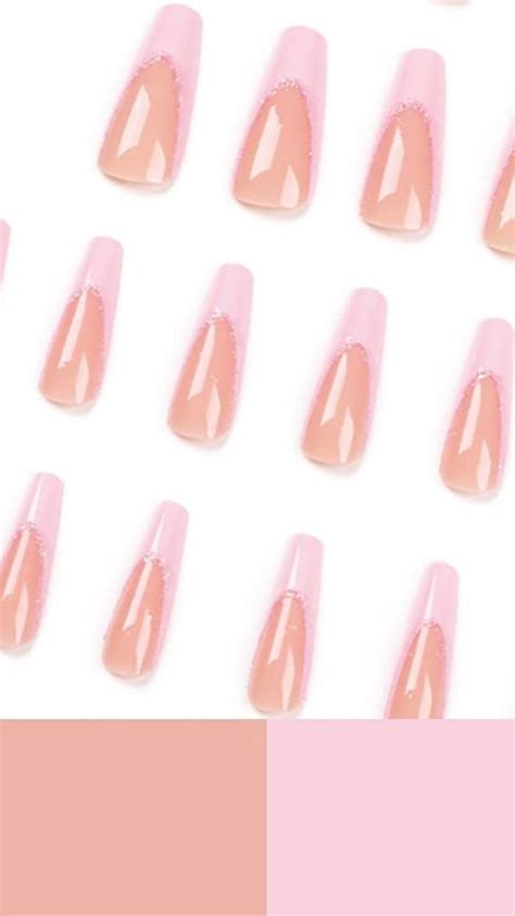 Pink Press On Nails Long KXAMELIE Glue On Nails Coffin Nude Glossy Fake