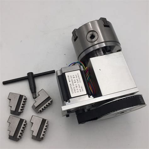 Cnc Th Axis A Axis Nema Stepper Jaw Mm Chuck Rotary Table Router