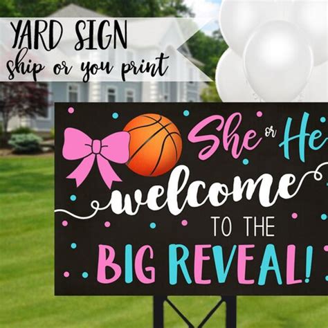 Free Throws Or Pink Bows Gender Reveal Yard Sign Basketball Etsy