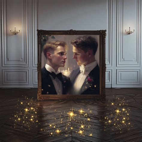 Gay Men Art Print Candlelight Lgbtqai Romantic Themes Wall Art Two Men Square Canvas Victorian