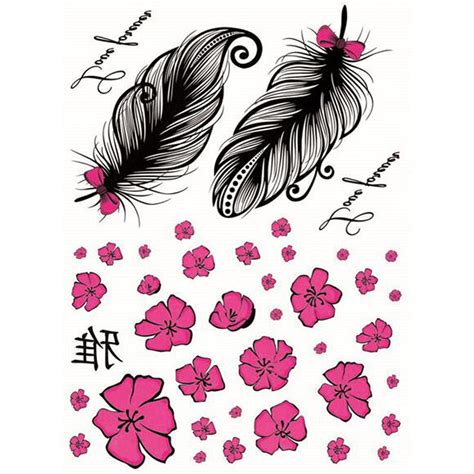 Yeeech Temporary Tattoos Sticker For Women Fake Pink Blossom Cherry