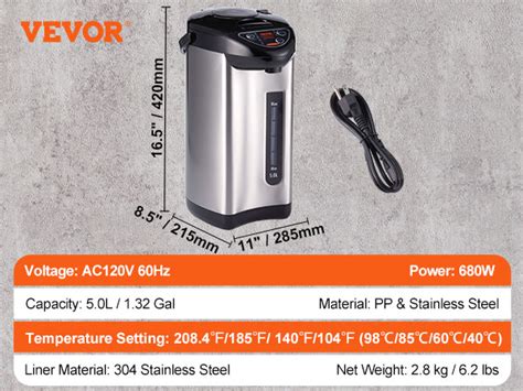 Vevor Hot Water Dispenser Adjustable Temperatures Water Boiler And Warmer Stainless