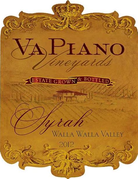 2012 Va Piano Vineyards Syrah Estate Walla Walla Valley Usa