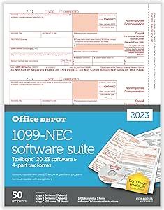 Amazon Office Depot Brand 1099 NEC Laser Tax Forms With Software