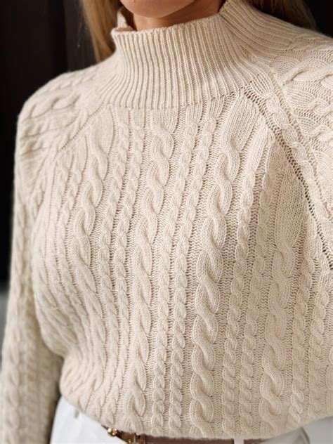 Sweter Warkoczowy Premium We Na I Kaszmir Ecru The Nude