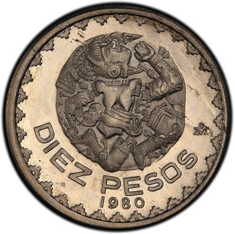 10 Pesos Pattern Coyolxauhqui Copper Nickel Mexique Numista