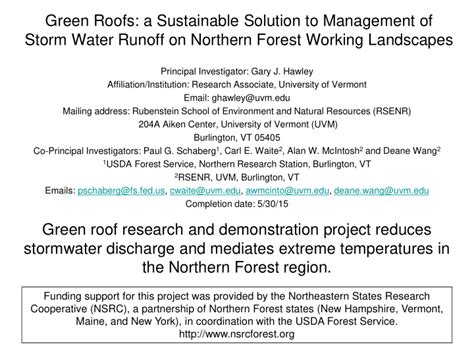 Ppt Green Roofs A Sustainable Solution To Management Of Storm