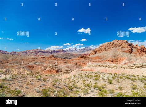 Red Rocks And Clear Blue Sky In Valley Of Fire State Park Nevada Usa