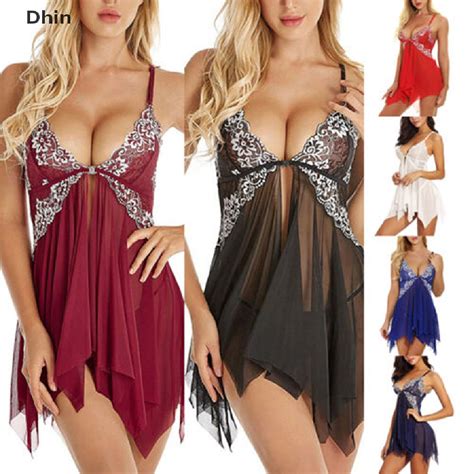 Dhin Plus Size Women Sexy Lace Bodysuit Lingerie Nightdress Nightie Sleepwear New Shopee