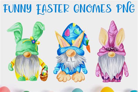 Happy Easter Gnome Clipart With Bunny Ears Sublimation Png By Shuneika