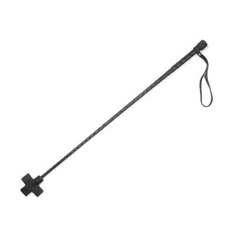 Заказать Чёрный кожаный стек с крестообразным наконечником - 70 см. в ...