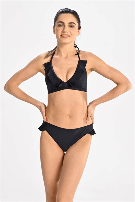 Figi Bikini Classic Z Falbank Black Nessi Sportswear