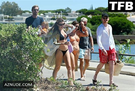 Abbey Clancy Sexy Seen Showing Off Her Enviable Beach Body Wearing A Black Bikini In Portugal