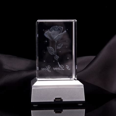 New Design D Laser Etched Crystal Blank Block Glass Cube With Led