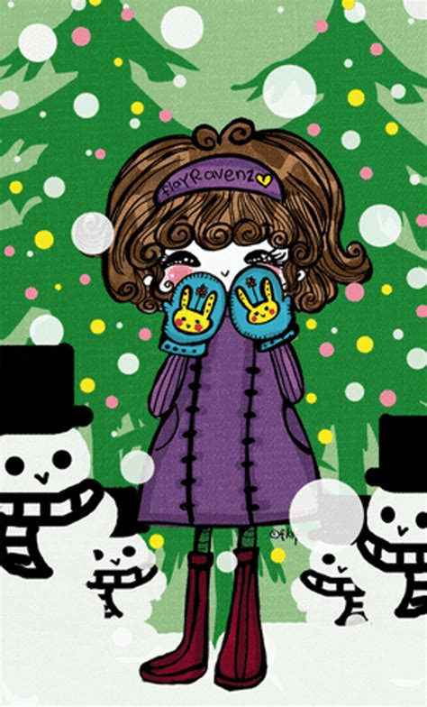Kawaii Christmas Happy Cartoon Girl 
