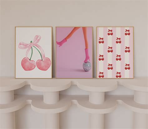 Pink Preppy Wall Art Set Of Blush Light Pink Art Cute Apartment Decor Hot Pink Wall Art