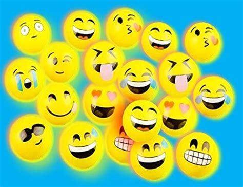 Light Up Emoji Bounce Balls 6 Per Pack Emoticon Party Favors Flash