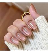 Amazon Qsnidy Press On Nails Almond Ombre Nude To White Press On