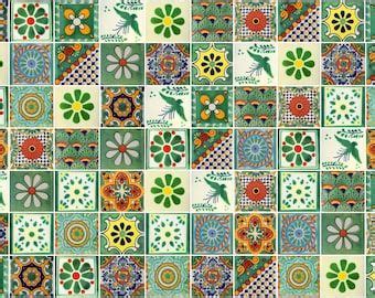 X Pieces Mexican Talavera Tiles Handmade Green Mixed Etsy