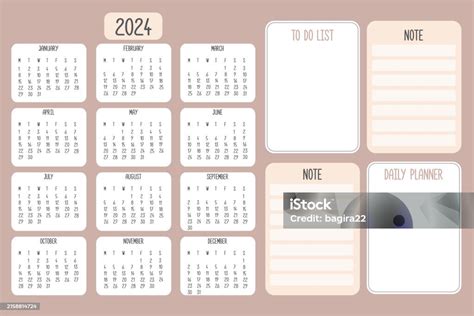 calendar  year planner notes    list template printable