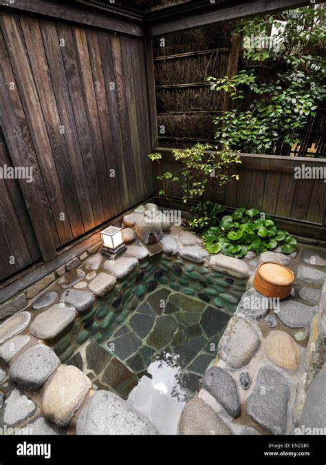 Open Air Outdoor Onsen Hot Spring Private Bath At A Ryokan Hotel In Gero Japan Stock Photo Alamy