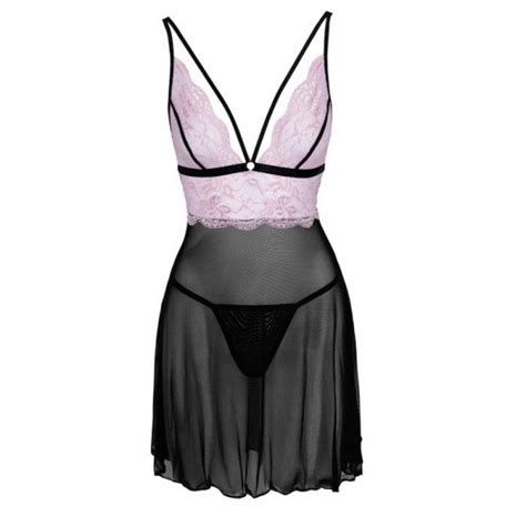 Nuisette Noire Et Rose Lingerie Cottelli Tailles S