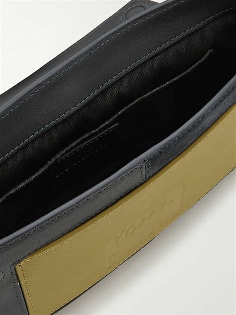 Paul Smith Logo Embossed Colour Block Leather And Suede Messenger Bag Paul Smith