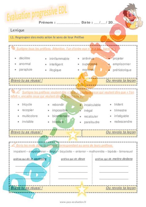 Evaluation Progressive Par Comp Tences Vocabulaire Lexique Tude De