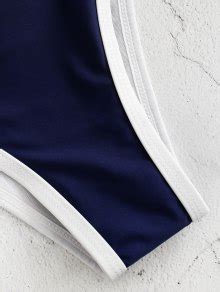 51 OFF 2022 Contrast Trim Bandeau Bikini Set In CADETBLUE ZAFUL