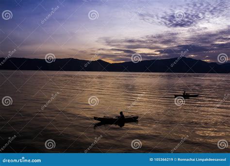 Sunrise with Reflections at Lake Toba, Samosir Island, Indonesia ...