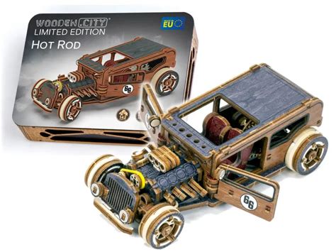 D Wooden Car Puzzle Hot Rod Limited Edition Wooden City