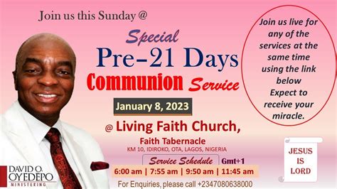 Pre 21 Days Of Prayer Fasting Communion Service 8th January 2023