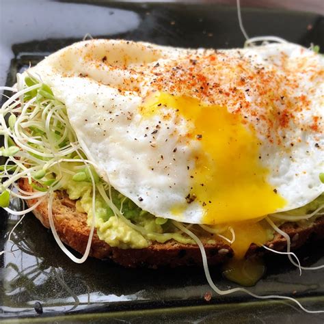 Breakfast Of Champions Avocado Toast Sprouts Egg Directions