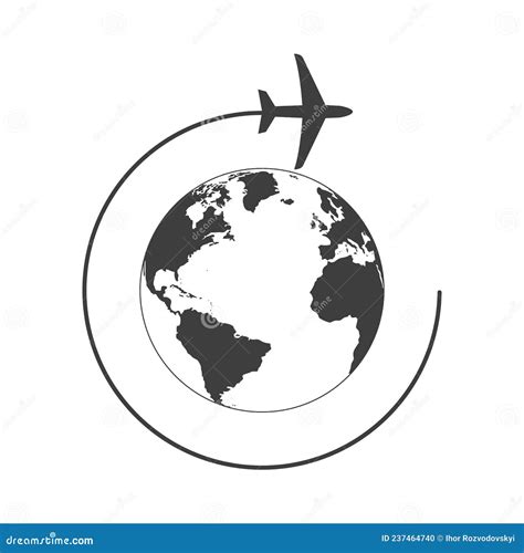 Globe And Plane Travel Icon Isolated Vector Illustration Stock Vector