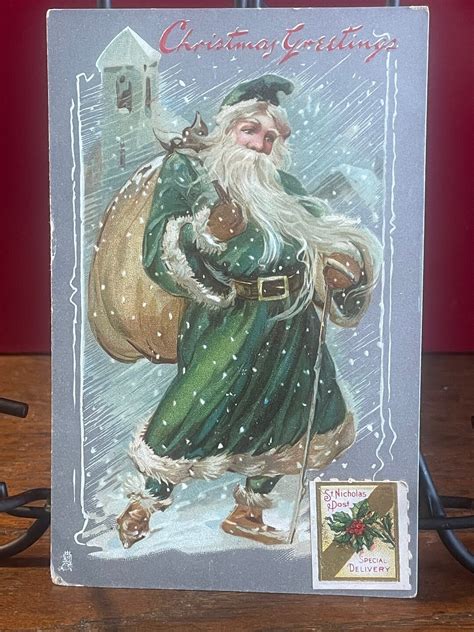 Ch G Rare Antique Lightly Embossed Christmas Postcard Etsy